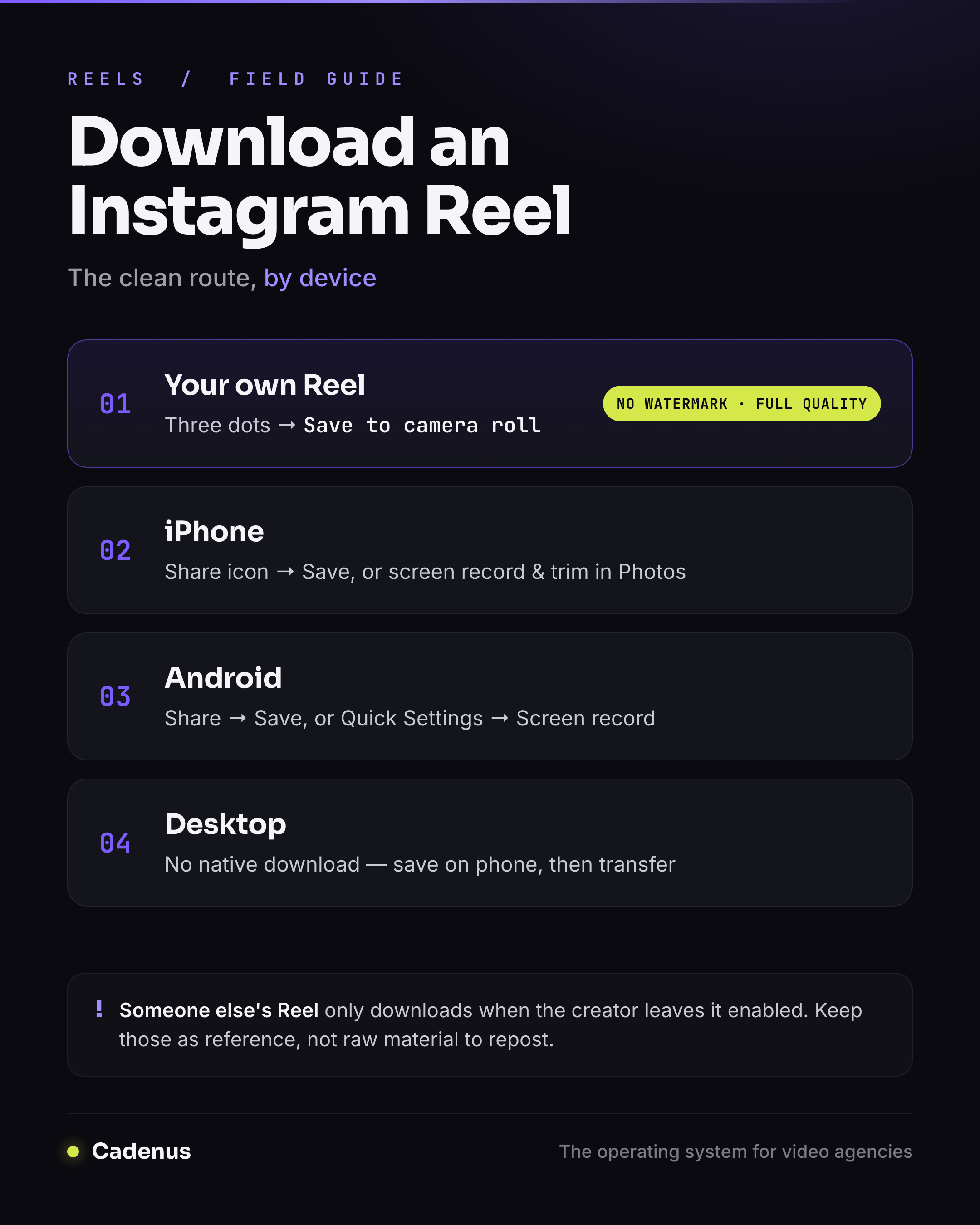 How to download an Instagram Reel: the clean route by device